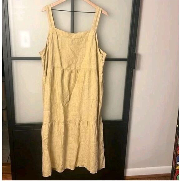 NWT Eileen Fisher Washed‎ Linen Delave Tiered Sundress 2X Cottagecore Lagenlook - Picture 6 of 6